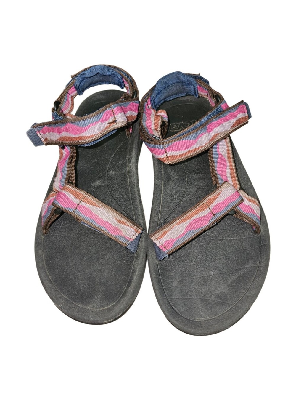 Teva Strappy Sandals with Pink and Blue Patterned Webbing